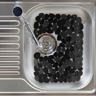 eric1 - protector de fregadero (30 x 40 cm, duradero, accesorio de cocina, para fregadero, forma de guijarro, plástico transparente, negro, suave, escurridor, multicolor) (8)
