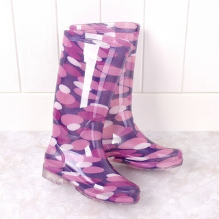 leosoxs pvc impresión altas mujeres botas de lluvia antideslizante impermeable zapatos de lluvia nueva moda casual mujer zapatos de agua mujer botas de lluvia