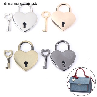[dreamdreaming.br] Mini candado de Metal Vintage con forma de corazón, maleta, caja de equipaje, cerradura y llave.