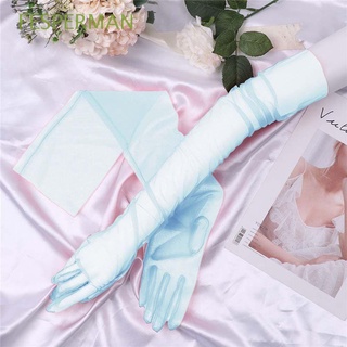 fesperman moda mujeres guantes delgados ultra delgados guantes de encaje manopla mujeres sedoso dedo completo largo pura tul codo cinco dedos guantes/multicolor