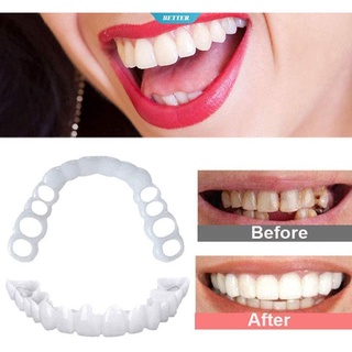 2 unids / set SnapOn Smile Dientes Chapa Silicona Simulación Dientes inferiores superiores Dentadura postiza Cubierta de dientes falsos [BTR] (1)