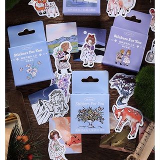 SUCHENN 46pcs Craft Decorative Stickers Stationery Scenery Stickers Plant DIY Animal Planner Journal Boxed Scrapbooking (9)