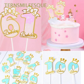 TERNSMILEESQUE Crown Cake Toppers Glitter Paper Dessert Sticks Happy Birthday Baby Shower Party New Wedding Ornament DIY Cupcake Bow Cake Decor/Multicolor