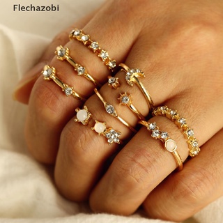 [flechazobi] juego de anillos vintage de cristal estrella luna para mujer boho anillo de dedo moda joyería caliente