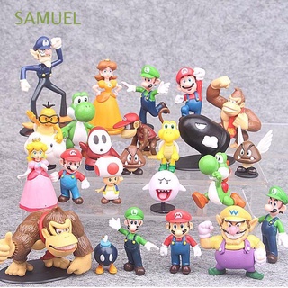 SAMUEL Cartoon Figure Toys Cute Super Mario Bros Action Figurine Statue Desktop Decorations PVC Anime Model 22pcs/set Mario Model Toys