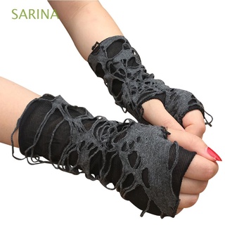 sarina rock guantes sin dedos guantes cosplay agujero manopla punk guantes accesorios hombres hueco negro unisex medio dedo roto hendidura/multicolor