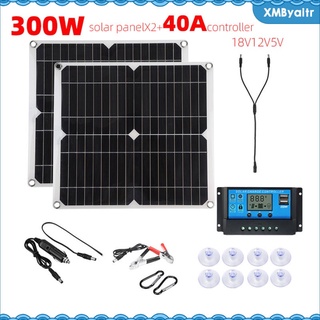 Sistema de panel solar Kit de energa solar de 300 vatios y 12 voltios para barco RV fuera de la red: 2 paneles solares de 150 vatios + controlador de (2)