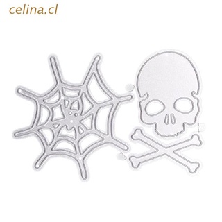 celina punk estilo troquelado plantilla halloween calavera araña web decorativa relieve troquel para bricolaje fiesta tarjetas manualidades de papel