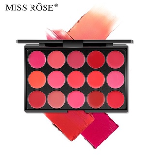 miss rose maquillaje mate terciopelo mate 15 colores hidratante lápiz labial nutritivo paleta de brillo de labios impermeable