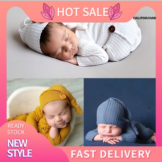 Cf88Yyt 1 conjunto de bebé mono agradable a la piel estirable de dos piezas traje de fotografía recién nacido sombrero ropa para interior (1)