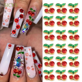 SICKS 10pcs Cherry Nails Art Rhinestones Fashion 3D Nails Jewelry DIY Nails Art Decoration Charms Exquisite Alloy Nail Accessories Manicure Tips/Multicolor