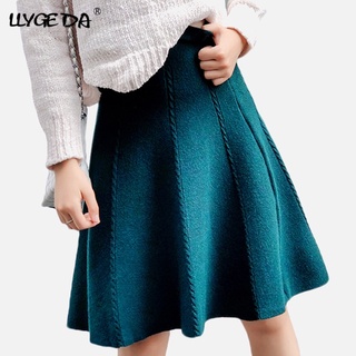 Venta Directa De Fábrica priceSolid Faldas Plisadas De Talle Alto Para Mujer 2020 Elástico Tejer Falda Una Línea Streetwear
