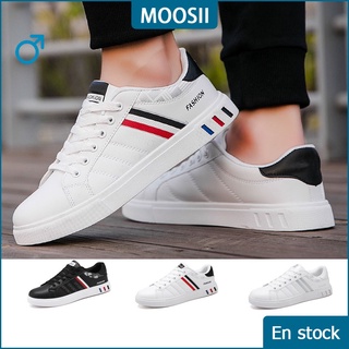 MOOSII Zapatos de goma para hombre Zapatillas blancas coreanas Hombre Zapatos casuales de cuero 3 Tamaño de color: 39-44 MS1204