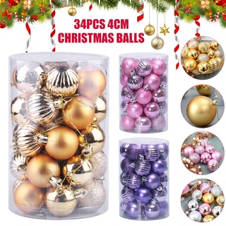 34pcs 4 cm árbol de navidad decoraciones bolas bola de navidad fiesta colgante adornos decoraciones de navidad para el hogar