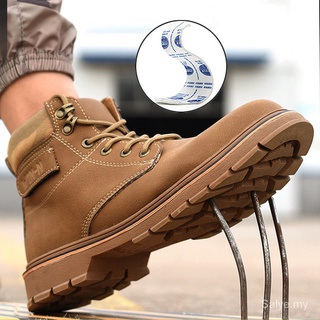 Los hombres nuevas botas de seguridad de trabajo de alta calidad zapatos de protección del dedo del pie de acero Anti-golpes zapatos de trabajo botas indestructibles zapatos MJ2J