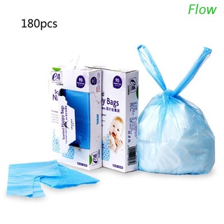 Flow bolsa de basura de pañales de eliminación ecológica bolsas de pañales con asas de corbata -2 x paquetes de 90 (Total 180 bolsas de eliminación)