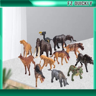 (FZ) 12 pzas/Set Mini Figuras De animales De Safari decoración De juego juego De Mesa Modelo colección De aprendizaje juguete educativo Para regalo