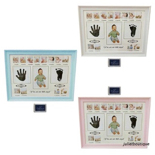 jul: marco de fotos de huella de mano para bebé con sello de tinta para recién nacidos, regalo para niños, impresión de mano, almohadilla de tinta, souvenirs