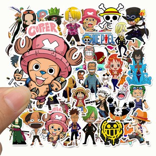 50Pcs Cartoon Cute One Piece Waterproof Sticker Skateboarding Snowboard Retro Vinyl Sticker Graffiti Notebook Sticker