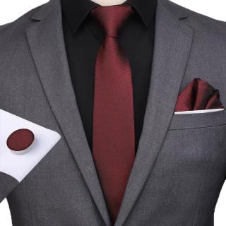 Conjuntos de corbata a rayas florales cuadros para hombre lazos pañuelo gemelos Clip poliéster Jacquard tejido lazo bolsillo cuadrado (8)