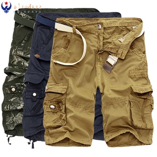 blind492 Quinto Pantalones Elegantes Casual Suelto Multi-Bolsillos De Los Hombres Cortos Camuflaje Carga