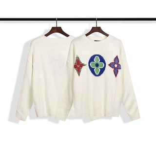 venta caliente lv louis vuitton suéteres cardigans listo stock de alta calidad jacquard de punto cuello redondo suéteres para mujeres/hombres
