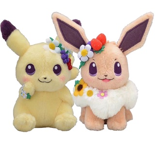 lindo pokemon fete primavera eevee & pikachu juguete de peluche muñeca de peluche juguetes de regalo de niños (1)
