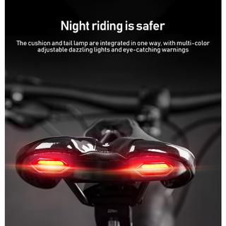 NUMEROUS asiento de bicicleta de montaña bicicleta de silicona sillín de bicicleta de carretera cojín con luz trasera equipo de equitación: d