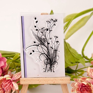 fore nuevo sello de bricolaje de goma varios transparente scrapbook craft moda hoja de silicona transparente flor y pasto (8)