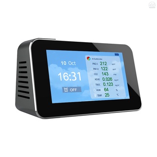 DM601B pantalla LCD CO2 PM2.5 PM1.0 PM10 HCHO TVOC AQI temperatura Detector de humedad escritorio interior de alta precisión detección rápida Monitor de calidad del aire función de alarma