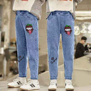 Niñas jeans 2021 primavera y otoño niñas estilo extranjero pantalones sueltos, niños grandes [2021] (3)