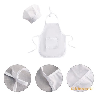 LIT Infant Baby White Chef Costume Kitchen Hat and Apron Set Cosplay Photo Props