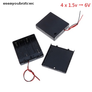 eseayoubrztcwc 4 x aa 6v soporte de batería conector caja de almacenamiento interruptor de encendido/apagado con cable cl