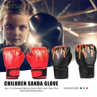 ALESIA guantes profesionales de boxeo punzonado guante de entrenamiento de boxeo guantes de llama luchando Sanda Kickboxing malla niños transpirable Sparring guante/Multicolor