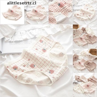 [alittlesetrtr] lindo algodón niñas ropa interior transpirable impreso bragas mujeres fresa calzoncillos [cl] (9)