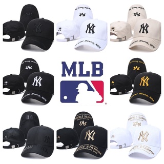 MLB Topi Baseball Motif Bordir Tulisan New Era & NY Warna Emas untuk Pria / Wanita