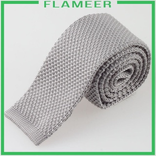 [FLAMEER] Corbata de corbata tejida lisa de lujo para hombre sólido de punto Casual Formal largo (8)