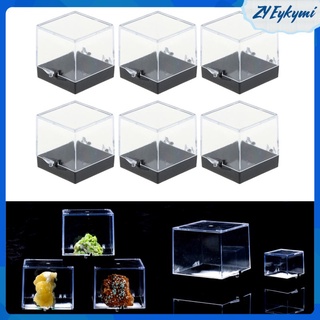 6x Rock Mineral Collection Display Case Clear Acrylic Show Box 1.2"x1.2"x1.4"
