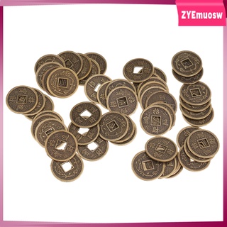 50 Pieces Alloy Chinese Fortune Coin Feng Shui I-ching Coins Souvenir 2cm