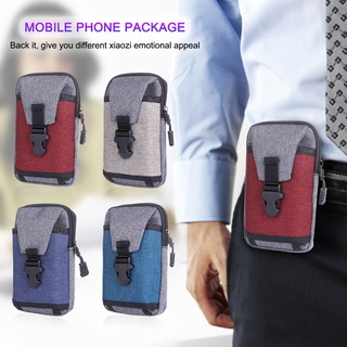 [hst] bolso de cintura de lona para hombre, casual, para teléfono, gran capacidad, bolsa de cinturón