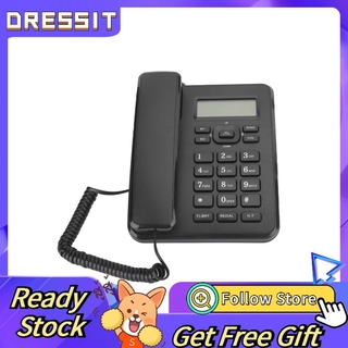 Dressit KX‐T6001CID teléfono fijo para el hogar con cable fijo de negocios oficina con cable de escritorio teléfono negro