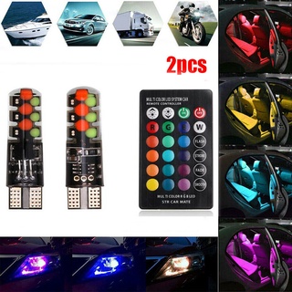 {FCC} 2pcs T10 COB RGB LED 6SMD Car Wedge Side Multicolor Light Bulbs Remote Contro{newwavebar.cl} (1)