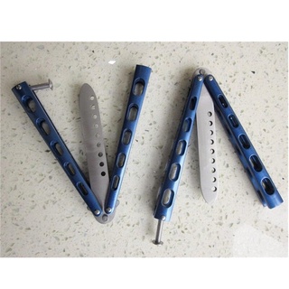 (superiorcycling) nuevo cuchillo de acero inoxidable peine práctica de metal entrenamiento mariposa balisong s