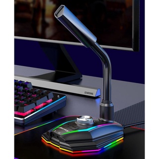 Micrófono con cable usb con luces atmosféricas RGB para computadora de escritorio para juegos/Karaoke/conferencia (1)