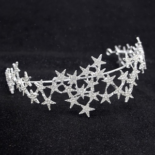 [Color] Rhinestone Star Headband Hairband Tiara Crown Bridal Wedding Hair Accessory
