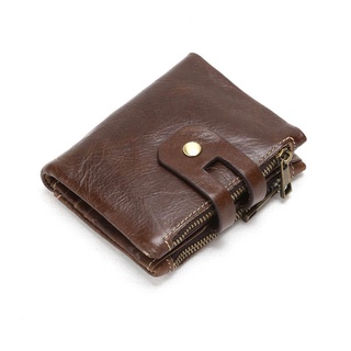 SKELETON Men RFID Blocking Wallet Vintage Leather Short Purse Bifold with Coin Change Pocket Large Capacity (3)