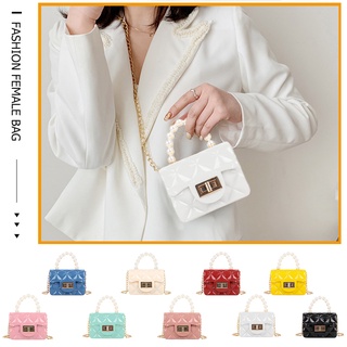 fashionjewelry exquisito vintage mujeres color puro cadena de hombro bolso de mensajero perla pequeño bolso