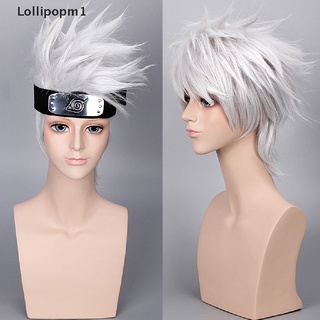 Lollipopm1 Anime personaje plata pelo Hatake Kakashi Cosplay peluca + diadema reencarnación MY (8)