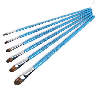 [In Stock] 6pcs Artist Paint Brushes Set Filbert Brush Long Wooden Handle Paintbrush for Acrylic Oil Watercolor Gouache Painting Art Supplies