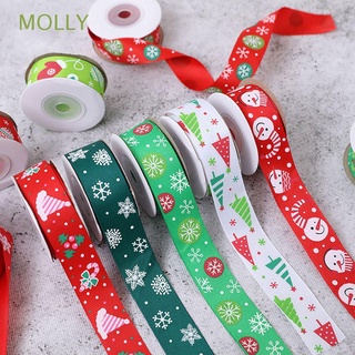 molly crafts accesorios christmasn cinta decoración de tarjeta caja de regalo envoltura grosgrain cintas 25mm 10 yardas bowknot impreso suministros de fiesta hechos a mano feliz navidad navidad